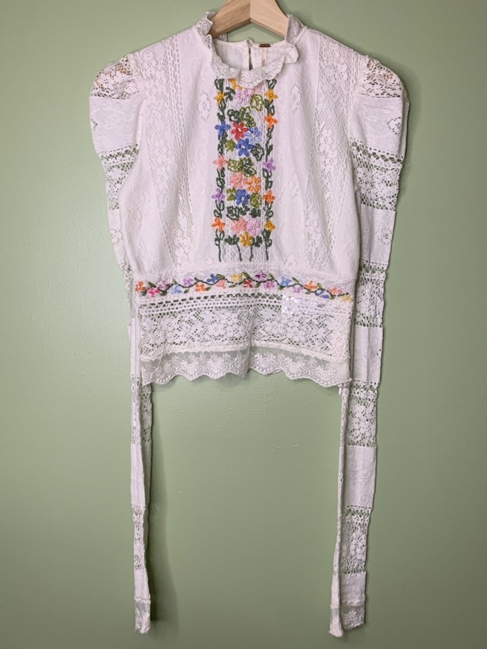 NWT FREE PEOPLE Garden Grace Top Ivory Combo MSRP $198 Size XS - Picture 4 of 15